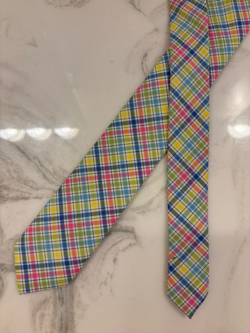 Moods of Norway Plaid Tie Pastel Cotton Slim Modern Necktie